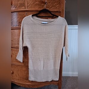 New York & Company Light Tan Crew Neck Sweater